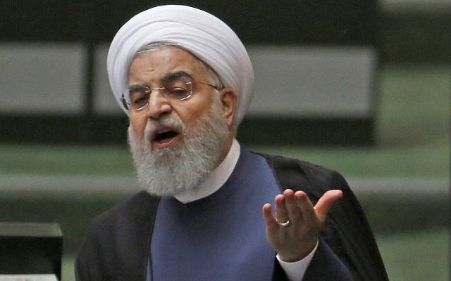 President Hassan Rouhani speaks at the Iranian Parliament in the capital Tehran, on August 28, 2018. (AFP PHOTO / ATTA KENARE) President Hassan Rouhani speaks at the Iranian Parliament in the capital Tehran, on August 28, 2018. (AFP PHOTO / ATTA KENARE)