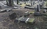 Headstones toppled and smashed at the Jewish cemetery in Mysłowice, Poland, in August 2018. (Jewish.pl/Facebook screen capture)