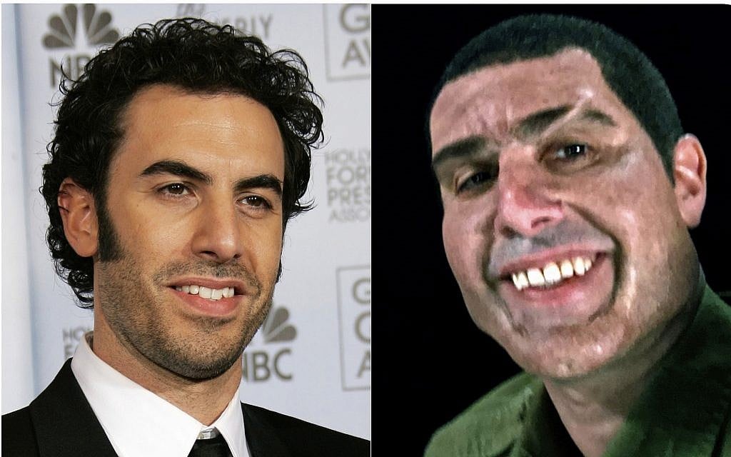 This combination photo shows Sacha Baron Cohen at the 64th Annual Golden Globe Awards in Beverly Hills, Calif., on January 15, 2007, left, and Cohen portraying retired Israeli Colonel Erran Morad in a still from the Showtime series, "Who Is America?" (AP Photo/Kevork Djansezian, left, and Showtime) This combination photo shows Sacha Baron Cohen at the 64th Annual Golden Globe Awards in Beverly Hills, Calif., on January 15, 2007, left, and Cohen portraying retired Israeli Colonel Erran Morad in a still from the Showtime series, "Who Is America?" (AP Photo/Kevork Djansezian, left, and Showtime)