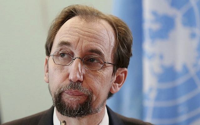 In this photo from February 7, 2018, UN human rights chief Zeid Ra'ad al-Hussein speaks at a press conference in Jakarta, Indonesia. (AP Photo/Dita Alangkara, File) In this photo from February 7, 2018, UN human rights chief Zeid Ra'ad al-Hussein speaks at a press conference in Jakarta, Indonesia. (AP Photo/Dita Alangkara, File)