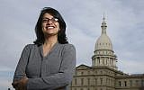 In this November 6, 2008 photo, Rashida Tlaib, a Democrat, is photographed outside the Michigan Capitol in Lansing, Michigan. (AP Photo/Al Goldis)