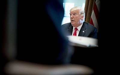 US President Donald Trump speaks during a cabinet meeting in the Cabinet Room of the White House, Thursday, August 16, 2018, in Washington. (AP Photo/Andrew Harnik)