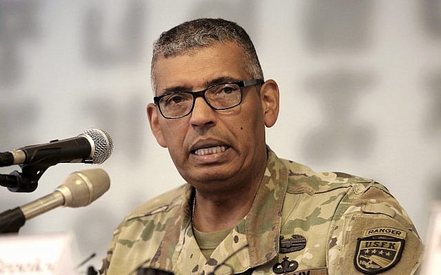 US Gen. Vincent Brooks commander of the United Nations Command, US Forces Korea and Combined Forces Command, speaks during a press conference at the Seoul Foreign Correspondents Club in Seoul, South Korea, August 22, 2018. (AP Photo/Ahn Young-joon) US Gen. Vincent Brooks commander of the United Nations Command, US Forces Korea and Combined Forces Command, speaks during a press conference at the Seoul Foreign Correspondents Club in Seoul, South Korea, August 22, 2018. (AP Photo/Ahn Young-joon)