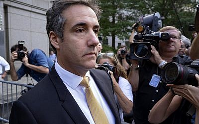 In this August 21, 2018 file photo, Michael Cohen, former personal lawyer to US President Donald Trump, leaves federal court after reaching a plea agreement in New York. (AP Photo/Craig Ruttle, File)