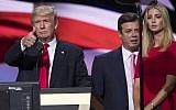 In this photo from July 21, 2016, then-Trump campaign manager Paul Manafort stands between the then-Republican presidential candidate Donald Trump and his daughter Ivanka Trump at the Republican National Convention in Cleveland, Ohio. (AP Photo/Evan Vucci)