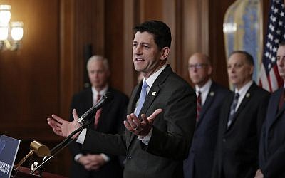Speaker of the House Paul Ryan, R-Wis., takes questions from reporters about the meetings at the Justice Department planned for today where House and Senate lawmakers from both parties are set to meet with top intelligence officials for classified briefings about the federal investigation into President Donald Trump's 2016 campaign, on Capitol Hill in Washington, May 24, 2018. (AP Photo/J. Scott Applewhite)