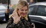 Prime Minister Benjamin Netanyahu's wife, Sara, arrives for a meeting in Paris, France, June 6, 2018. (AP/Francois Mori)