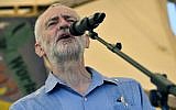Britain's Labour Party leader Jeremy Corbyn speaks at the Tolpuddle Martyrs Festival in Tolpuddle, England, on July 22, 2018. (Ben Birchall/PA via AP)