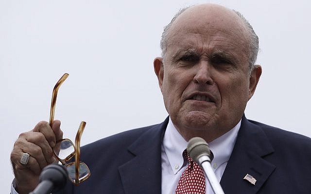 Rudy Giuliani, an attorney for US President Trump, speaks in Portsmouth, New Hampshire, August 1, 2018. (AP Photo/Charles Krupa) Rudy Giuliani, an attorney for US President Trump, speaks in Portsmouth, New Hampshire, August 1, 2018. (AP Photo/Charles Krupa)