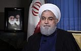 Iran's President Hassan Rouhani addresses the nation in a televised speech in Tehran, Iran, August 6, 2018 (Iranian Presidency Office via AP)