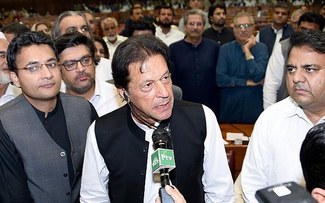 In this photo released by the National Assembly, the leader of Pakistan Tahreek-e-Insaf party Imran Khan, speaks at the National Assembly in Islamabad, Pakistan, on August 17, 2018 (National Assembly, via AP) In this photo released by the National Assembly, the leader of Pakistan Tahreek-e-Insaf party Imran Khan, speaks at the National Assembly in Islamabad, Pakistan, on August 17, 2018 (National Assembly, via AP)