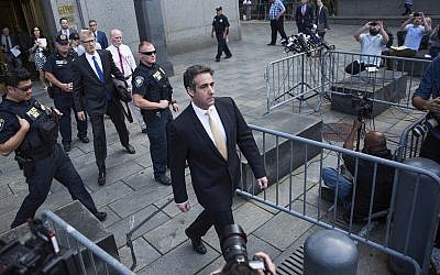 Michael Cohen, former lawyer to President Donald Trump, departs following his appearance in Federal Court on Tuesday, August 21, 2018, in New York. (AP/Kevin Hagen)