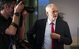 Britain's opposition Labour Party leader Jeremy Corbyn arrives to face the media at the Edinburgh Television Festival in Edinburgh, Scotland, Aug. 23, 2018. (Jane Barlow/PA via AP)