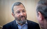 Former Israeli prime minister Ehud Barak attends a conference marking the 50th anniversary of the Six-Day War, at the Ben Zvi Institute in Jerusalem on June 5, 2017. (Yonatan Sindel/Flash90)