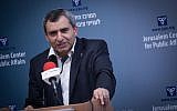 Minister of Jerusalem Affairs, Zeev Elkin, speaks at the Jerusalem Center for Public and State Issues, on September 13, 2017. (Hadas Parush/Flash90)