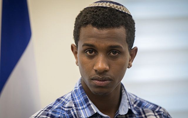 Sintayehu Shafrao, an Ethiopian Jew who participated in the 2018 International Bible Quiz, is seen during a ceremony at the Interior Ministry in Jerusalem on April 16, 2018. (Yonatan Sindel/Flash90) Sintayehu Shafrao, an Ethiopian Jew who participated in the 2018 International Bible Quiz, is seen during a ceremony at the Interior Ministry in Jerusalem on April 16, 2018. (Yonatan Sindel/Flash90)