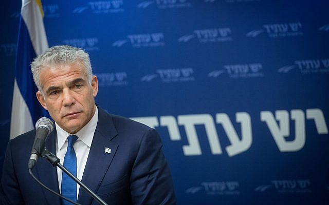 Yesh Atid leader Yair Lapid heads a party faction meeting at the Knesset on July 16, 2018. (Miriam Alster/Flash90) Yesh Atid leader Yair Lapid heads a party faction meeting at the Knesset on July 16, 2018. (Miriam Alster/Flash90)