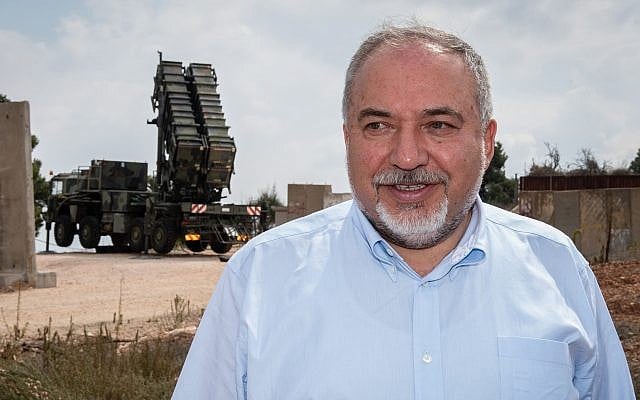 Defense Minister Avigdor Liberman visits a Patriot missile intercepting battery stationed in northern Israel, on August 2, 2018. (Basel Awidat/ Flash90) Defense Minister Avigdor Liberman visits a Patriot missile intercepting battery stationed in northern Israel, on August 2, 2018. (Basel Awidat/ Flash90)