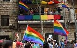Participants in Jerusalem's Gay Pride Parade, August 2, 2018. (Gili Ya'ari/Flash90)