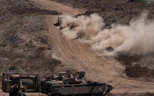 Israeli soldiers during an army drill in Northern Israel on August 7, 2018. (Basel Awidat/Flash90) Israeli soldiers during an army drill in Northern Israel on August 7, 2018. (Basel Awidat/Flash90)