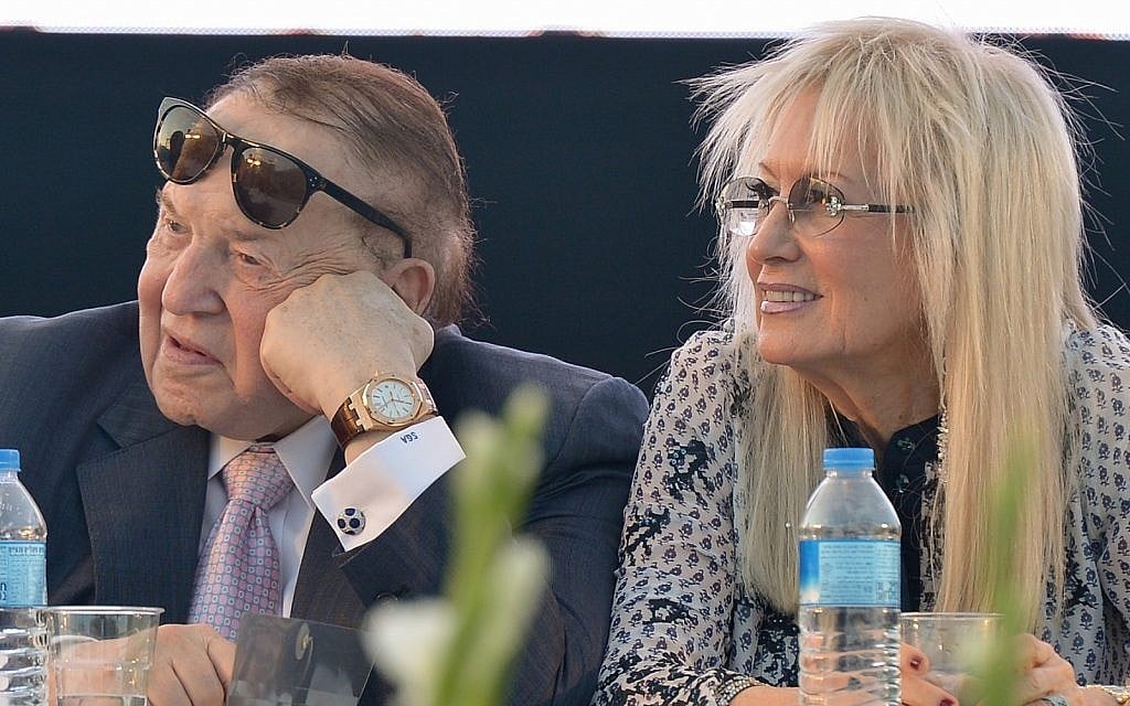 Sheldon Adelson and Miriam Adelson at the ceremony marking the establishment of a new Faculty of Medicine at Ariel University in the West Bank, on August 19, 2018. (Ben Dori/Flash90) Sheldon Adelson and Miriam Adelson at the ceremony marking the establishment of a new Faculty of Medicine at Ariel University in the West Bank, on August 19, 2018. (Ben Dori/Flash90)
