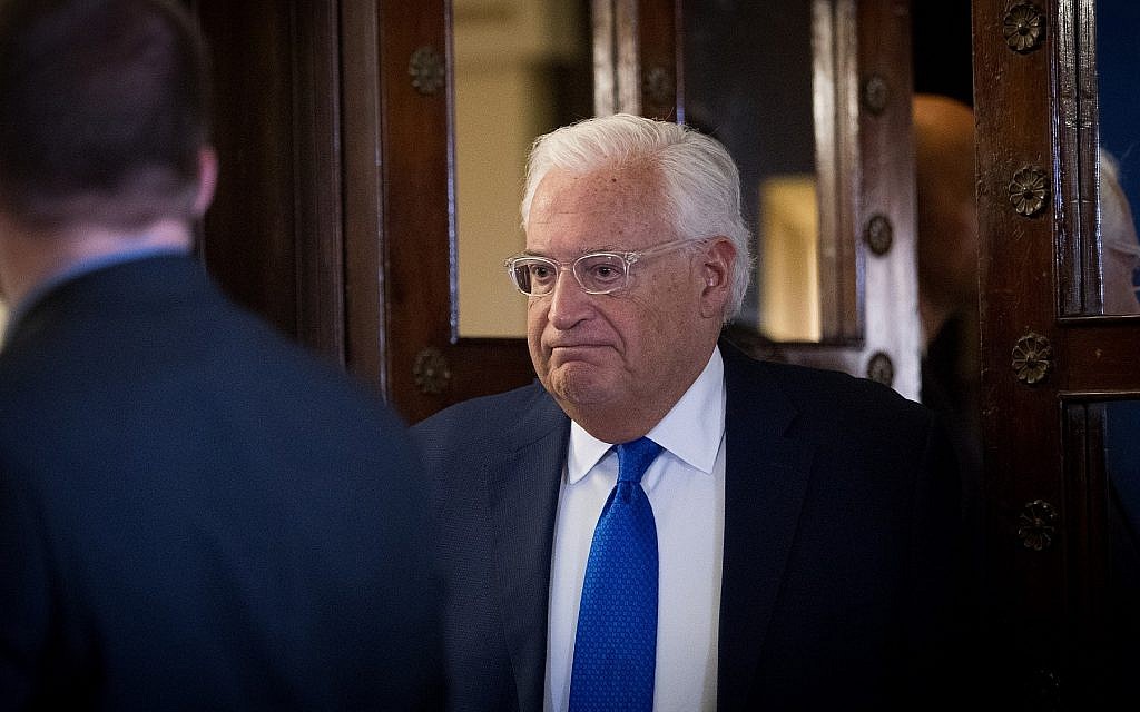 US Ambassador to Israel David Friedman in Jerusalem on August 22, 2018 (Yonatan Sindel/Flash90)