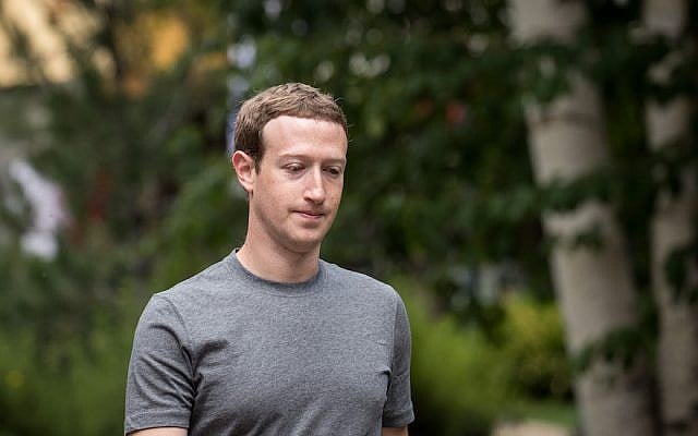 Facebook CEO Mark Zuckerberg at the Allen & Company Sun Valley Conference in Idaho, July 14, 2017. (Drew Angerer/Getty Images/via JTA) Facebook CEO Mark Zuckerberg at the Allen & Company Sun Valley Conference in Idaho, July 14, 2017. (Drew Angerer/Getty Images/via JTA)