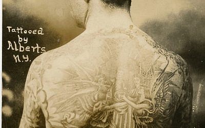 Backpiece by 'Lew the Jew' Alberts on San Francischo tattooer C.J. 'Pop' Eddy's promotional flyer, c. 1920. (Courtesy/ Don Ed Hardy)