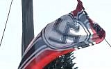 Screen capture from video of a Nazi flag raised in Preble, New York, August 2018. (Spectrum News)