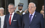 Polish Ambassador to Israel Marek Magierowski, left, with President Rivlin in Jerusalem, August 2, 2018 (Twitter)