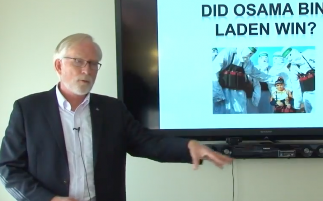 Prof. David Crane giving a lecture in October 2017 at Syracuse University (YouTube screenshot)