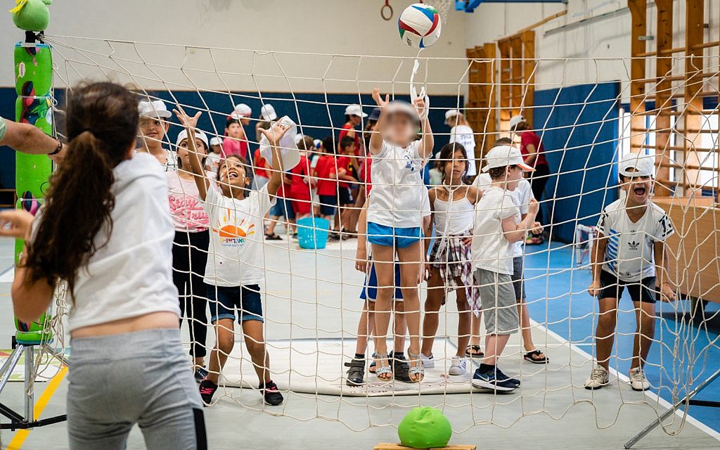 Campers at Camp Sunrise, August 9, 2018. (Luke Tress/Times of Israel)