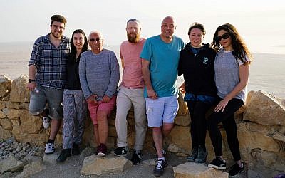 From left to right: 'We Are British Jews' participants Simon, Lilly, Alan, Joseph, Damon, Emma and Ella at the top of Masada, on the final filming day in Israel. (Lion Television/ Strahila Royachka)