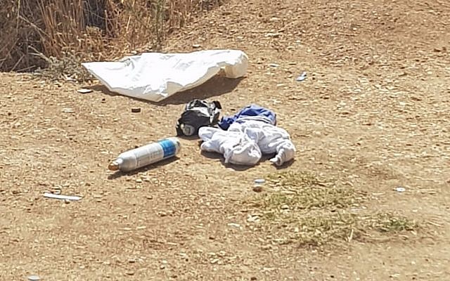 A photo released by the Israel police shows three bombs captured on the persons of two Palestinian teens at the entrance to a West Bank military court (Israel Police) A photo released by the Israel police shows three bombs captured on the persons of two Palestinian teens at the entrance to a West Bank military court (Israel Police)