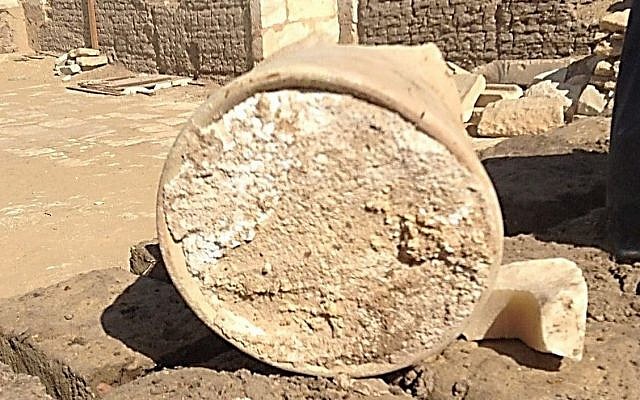 A white mass identified as ancient Egyptian cheese (University of Catania and Cairo University) A white mass identified as ancient Egyptian cheese (University of Catania and Cairo University)