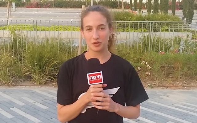 Athlete Noa Hayat speaks to a Haifa local news channel (YouTube screenshot) Athlete Noa Hayat speaks to a Haifa local news channel (YouTube screenshot)