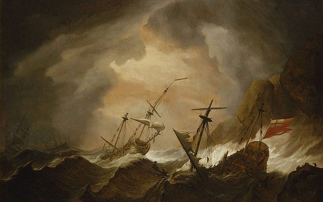 Detail from "Two English Ships Wrecked in a Storm on a Rocky Coast" Willem van de Velde II (1633–1707), National Maritime Museum