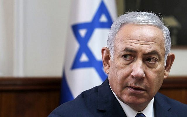 Prime Minister Benjamin Netanyahu attends the weekly cabinet meeting at the Prime Minister's office in Jerusalem on September 5, 2018. (AFP PHOTO / POOL / RONEN ZVULUN) Prime Minister Benjamin Netanyahu attends the weekly cabinet meeting at the Prime Minister's office in Jerusalem on September 5, 2018. (AFP PHOTO / POOL / RONEN ZVULUN)