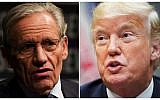 This combination of file photos created September 4, 2018 show Associate Editor of the Washington Post Bob Woodward (L) speaking at the Newseum during an event marking the 40th anniversary of Watergate at the Newseum in Washington, DC June 13, 2012; and US President Donald Trump speaking during an event to announce a grant for drug-free communities support program, in the Roosevelt Room of the White House in Washington, DC, on August 29, 2018. (AFP PHOTO / Mandel NGAN AND Jim WATSON)