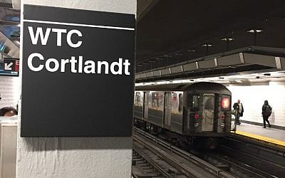 An underground train of the World Trade Center - Cortlandt Street subway station arrives in New York, September 9, 2018, where just days before the anniversary of the September 11 attacks, trains are once again running through subway station buried when the Twin Towers fell 17 years ago. (AFP PHOTO / Thomas URBAIN)