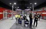 A partial view of the train platform at the new high-speed train station between Jerusalem and Tel Aviv, at the Yitzhak Navon Railway Station in Jerusalem on September 20, 2018. (AFP PHOTO / THOMAS COEX)