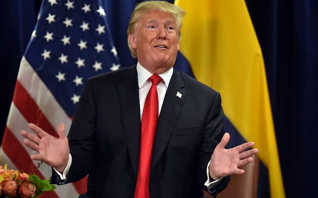 US President Donald Trump speaks during his meeting with Colombian President Iván Duque at the United Nations in New York September 25, 2018. (AFP PHOTO / Nicholas Kamm) US President Donald Trump speaks during his meeting with Colombian President Iván Duque at the United Nations in New York September 25, 2018. (AFP PHOTO / Nicholas Kamm)