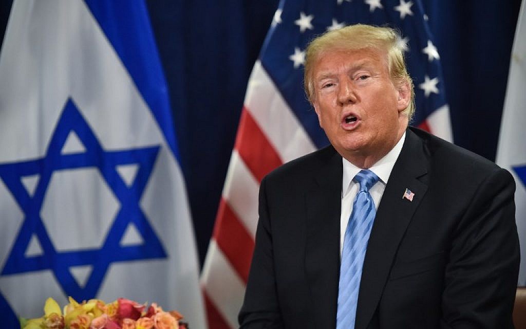 US President Donald Trump meets with Israeli Prime Minister Benjamin Netanyahu on September 26, 2018 in New York on the sidelines of the UN General Assembly. (AFP PHOTO / Nicholas Kamm) US President Donald Trump meets with Israeli Prime Minister Benjamin Netanyahu on September 26, 2018 in New York on the sidelines of the UN General Assembly. (AFP PHOTO / Nicholas Kamm)