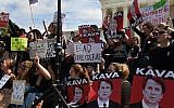 Activist demonstrate against US Supreme Court nominee Brett Kavanaugh in front of the court in Washington, DC, on September 28, 2018. (AFP/Eric BARADAT)