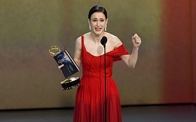Rachel Brosnahan accepts the Outstanding Lead Actress in a Comedy Series award for 'The Marvelous Mrs. Maisel' onstage during the 70th Emmy Awards at Microsoft Theater on September 17, 2018 in Los Angeles, California. (Kevin Winter/Getty Images/AFP)