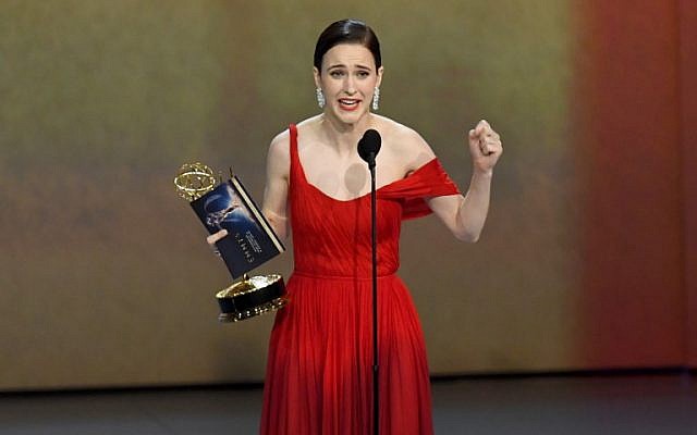 Rachel Brosnahan accepts the Outstanding Lead Actress in a Comedy Series award for 'The Marvelous Mrs. Maisel' onstage during the 70th Emmy Awards at Microsoft Theater on September 17, 2018 in Los Angeles, California. (Kevin Winter/Getty Images/AFP) Rachel Brosnahan accepts the Outstanding Lead Actress in a Comedy Series award for 'The Marvelous Mrs. Maisel' onstage during the 70th Emmy Awards at Microsoft Theater on September 17, 2018 in Los Angeles, California. (Kevin Winter/Getty Images/AFP)