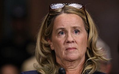 Christine Blasey Ford testifies before the Senate Judiciary Committee in the Dirksen Senate Office Building in Washington, DC on Capitol Hill, September 27, 2018. (Win McNamee/Getty Images/AFP)