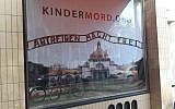 A display at a German bookstore in Cologne reading 'Abortion will set you free,' likening abortion to the Holocaust. (Rheinisches antifaschistisches Bündnis gegen Antisemitismus/Carla Baum)