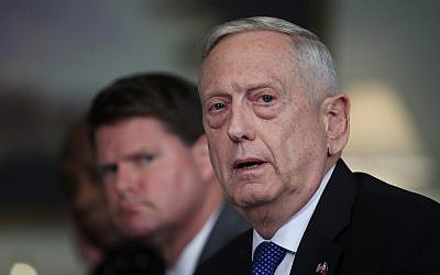 US Defense Secretary Jim Mattis responds to a reporter's question during a meeting with Philippine Secretary of National Defense Delfin Lorenzana at the Pentagon, on September 18, 2018. (AP Photo/Manuel Balce Ceneta)