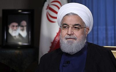 Iranian President Hassan Rouhani addresses the nation in a televised speech in Tehran, Iran, August 6, 2018. (Iranian Presidency Office via AP, File)